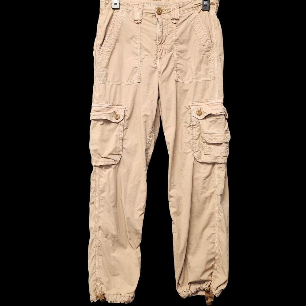 American Eagle Outfitters‎ Cargo Pants Womens 4 Short Stretch Relaxed Fit Khaki